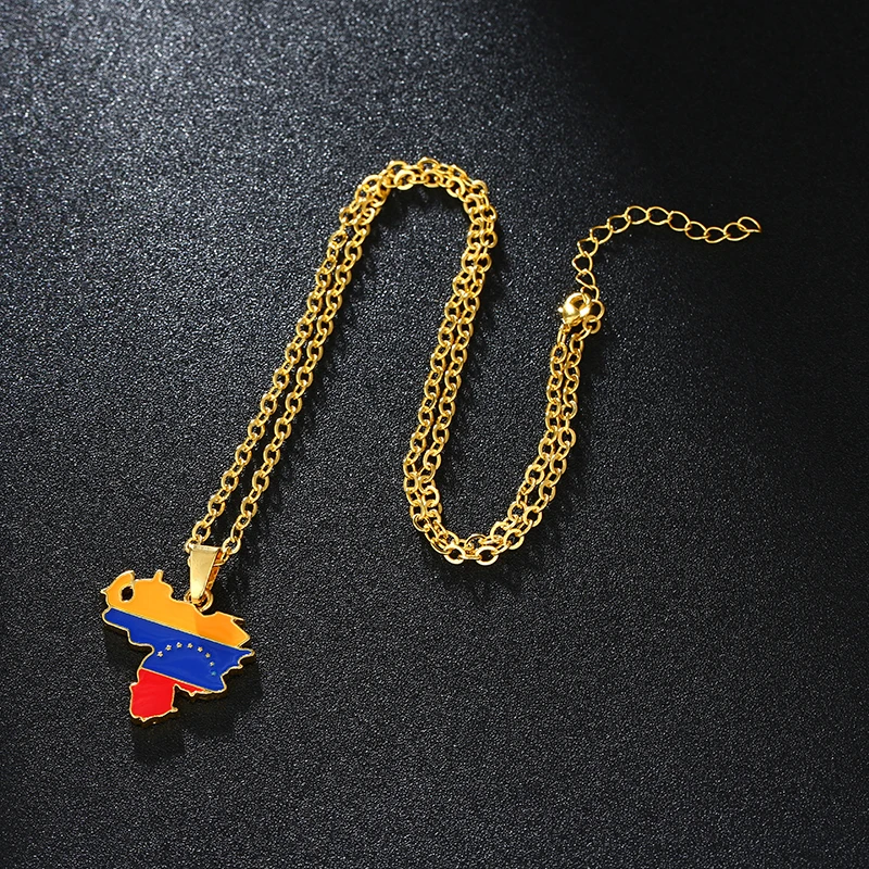 Мода Африка Venezuela карта и кулон в форме флага и ожерелья для унисекс золотой цвет карта Ювелирное Украшение «Венесуэла» Bijoux Femme