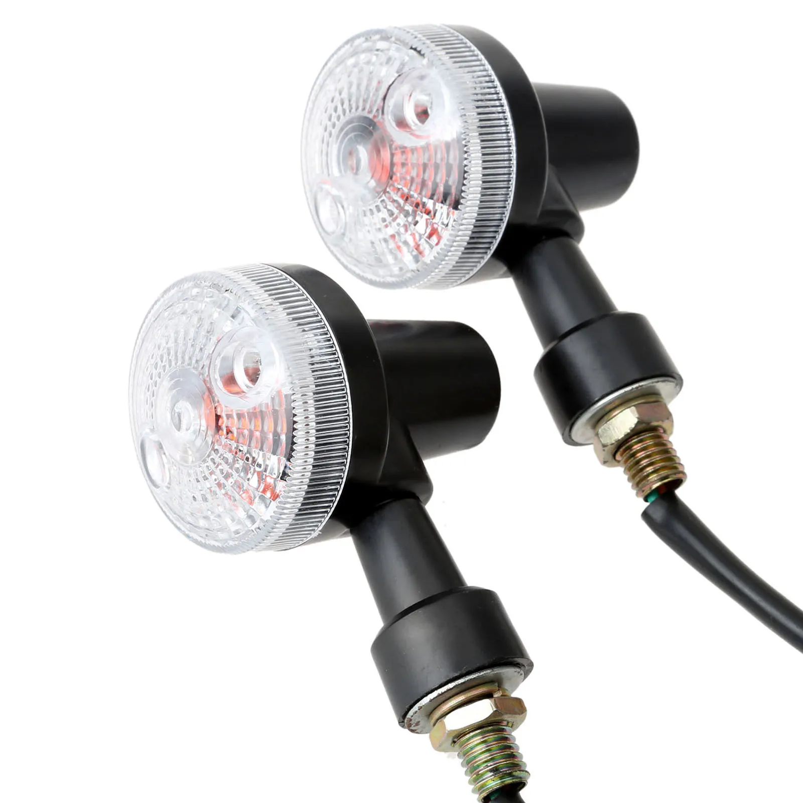 

2Pcs Motorcycle Bike Turn Signal Light Indicator Lamp Bulb Amber Blinker Light 12V Motorbike Lamp Accessories Black