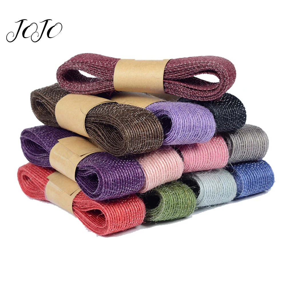 

JOJO BOWS 25mm 2m Hemp Ribbon For Crafts Supplies Colored Fish Silk Hemp Webbing For Needlework Party Decoration Gift Packing