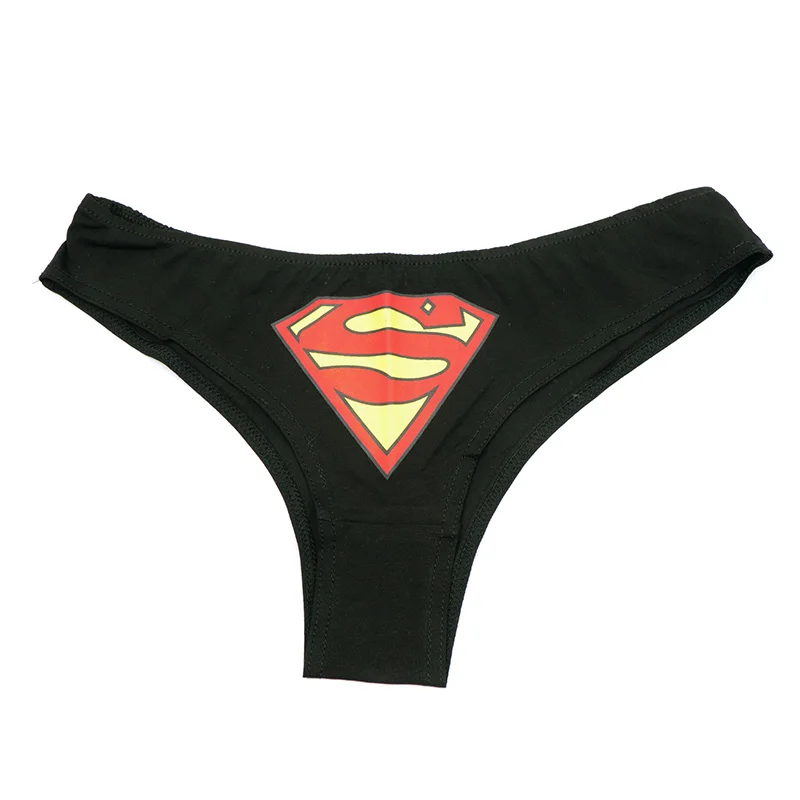 Superman Black Женские сексуальные стринги с Бэтменом, нижнее белье с Суперменом, нижнее белье с капитаном Америкой, трусики, трусики - Цвет: Superman Black