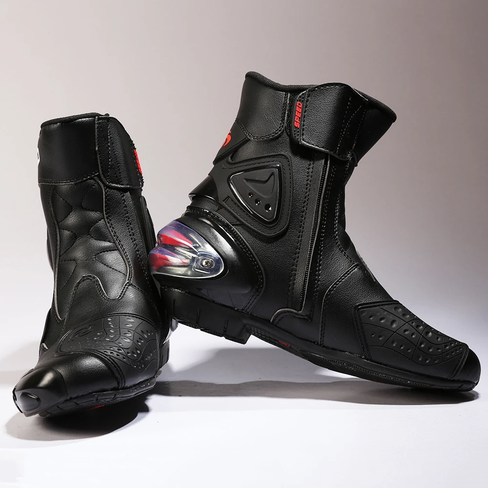 PRO Waterproof Leather Middle Cylinder Motorcycle Boots Foot and Ankle