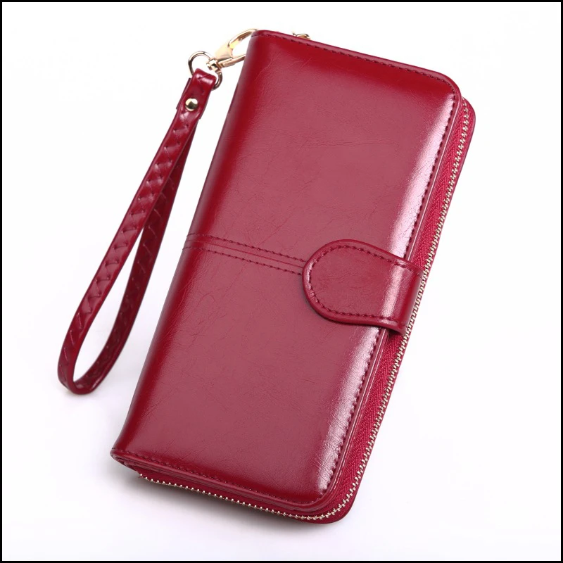 Масло воск женский кожаный кошелек ретро Женская сумка-клатч для телефона длинная сумка для монет на молнии женская сумка для карт папка для купюр