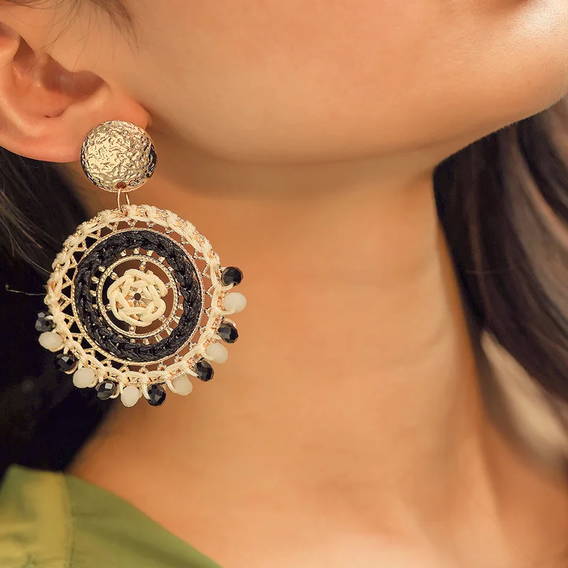 

2019 Aretes Pendientes Magnesium, Europe And The Of Big Shop Sign Hand-woven Circular Bead Geometry Bohemian Earrings Wholesale