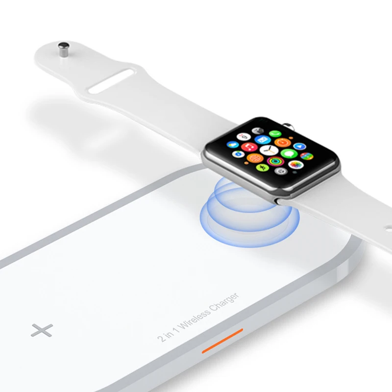 2 in 1 Wireless Charger Pad For Apple Watch Series 4/3/2/1 10W Fast Wireless Charging for iPhone 8 X Xs Max XR Samsung S9 S8 S7