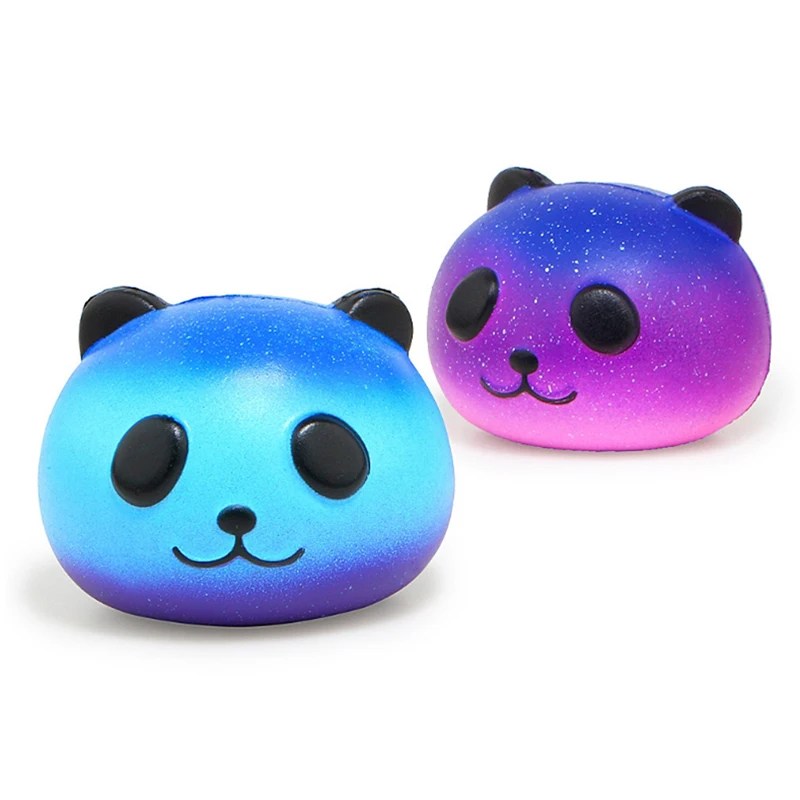 remarkable  Jumbo Squishy Colorful Galaxy Panda Cute Slow Rising Stress Reliever Soft Squeeze Toy PU Bread Scen