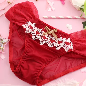 

Eve bride's new year red net gauze waist underpants Sexy women underwear culotte femme seamless panties thongs majtki perizoma