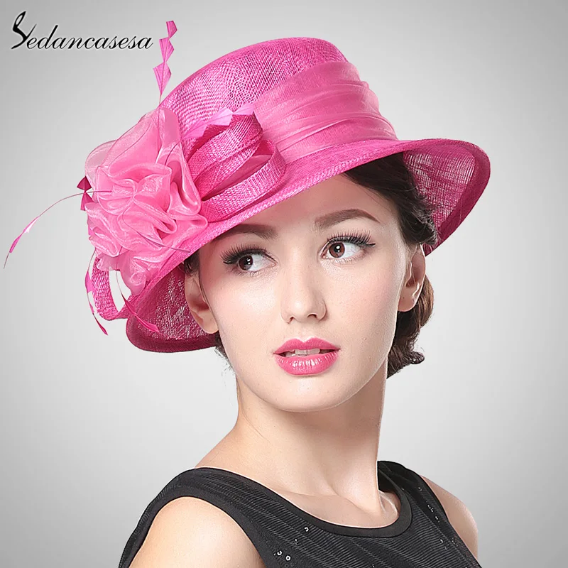 Sedancasesa hot Philippines Sinamay Hat female With Flower church hat