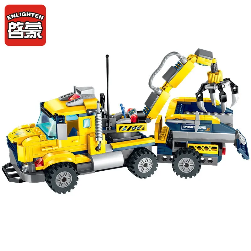 

2407 ENLIGHTEN Engineer Trailer Truck Collecting Car Model Building Blocks Action Figure Toys For Children