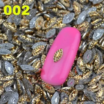 WUF 100 Pcs 2017 New Arrival Oval Shape Gold Nail Art Rivet Decoration 3D Metal Alloy For Nails Art