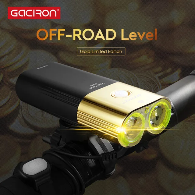 Cheap GACIRON V9D-1800 Professional 1800 lumens Bicycle light Power Bank Waterproof USB Rechargeable 6700mAh Bike light Fl  