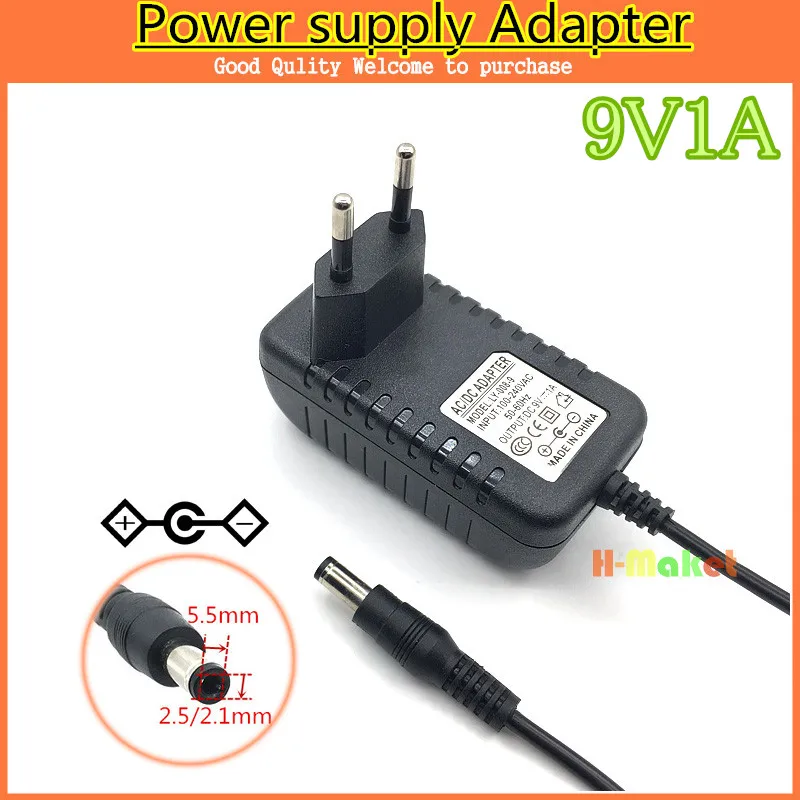 

free ship EU plug 9V 1A DC5.5*2.5mm AC/DC Power Adapter Center Negative charger supply 9V1A for Other