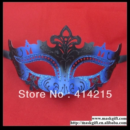 Маленькая Изысканная Королевская Синяя и черная маскарадная пластиковая маска D002-BLBK