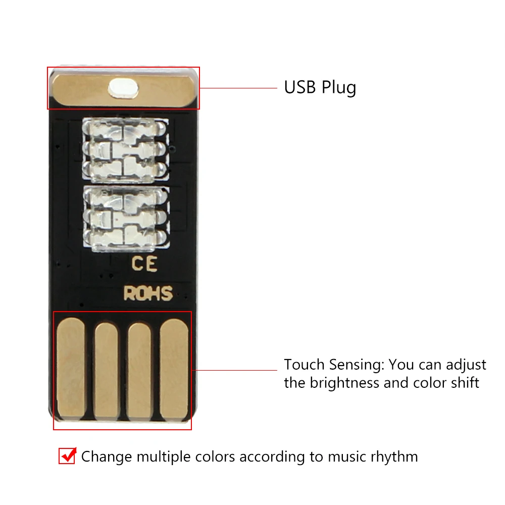 Автомобильный светодиодный светильник для сенсорного и звукового управления, автомобильная декоративная лампа, автомобильный Стайлинг, RGB музыкальный ритмический светильник с usb-разъемом