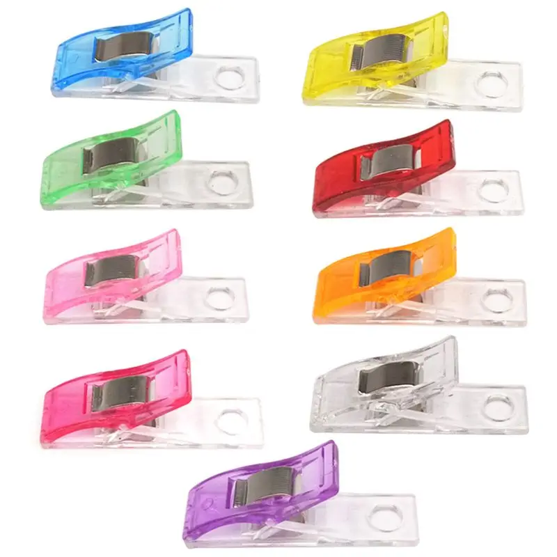 

10Pcs Multipurpose Plastic Sewing Clips Quilting Supplies Decorative Blanket Clothespin Craft Clamp With Hole Assorted Color