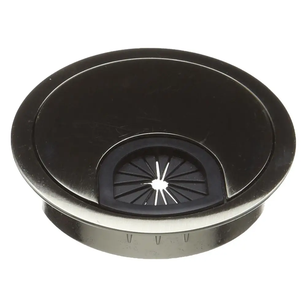 60mm Round Shape alloy Table Cable Hole Cover Silver Tonein Computer