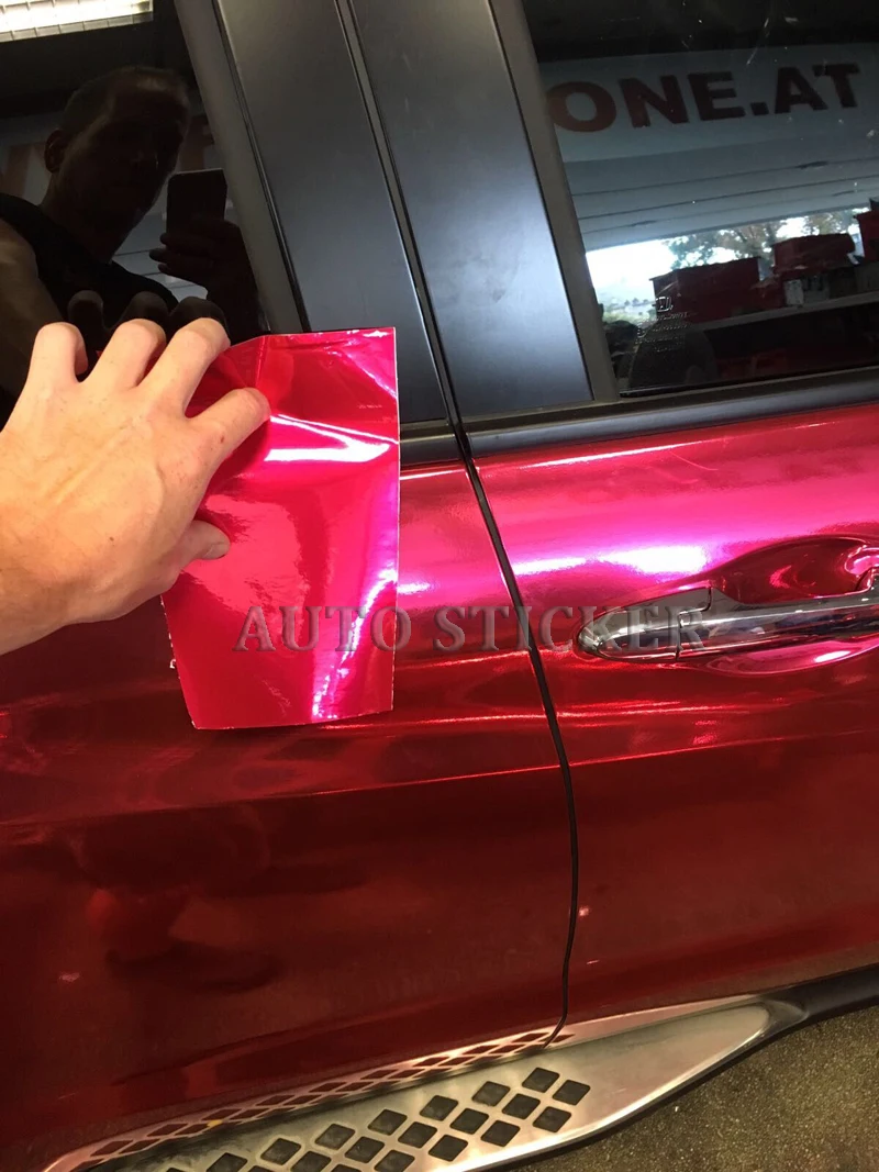 rose red mirror chrome film car wraps 2
