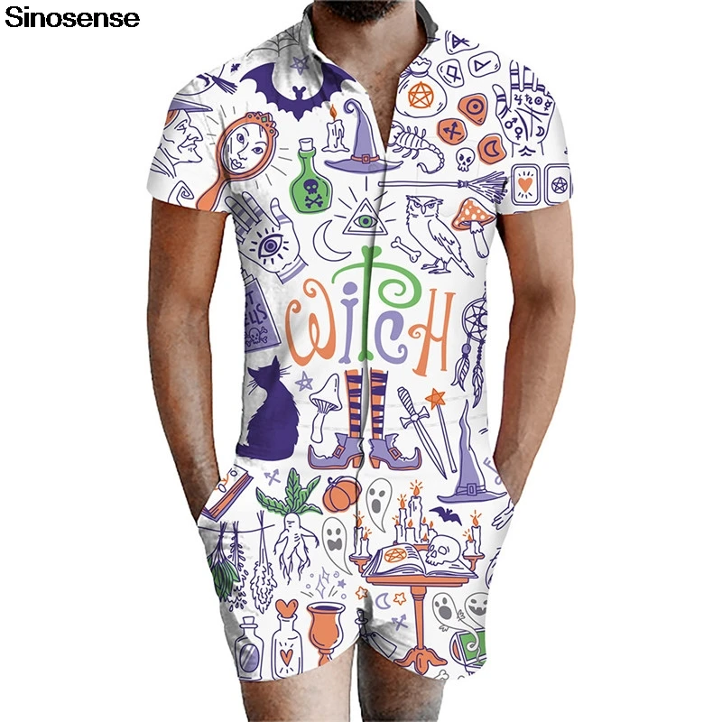 3D Забавный принт праздник Пляж Мужчины Бро комбинезон с коротким рукавом Slim Fit наряды мужской комбинезон цельный комбинезон Комбинезоны