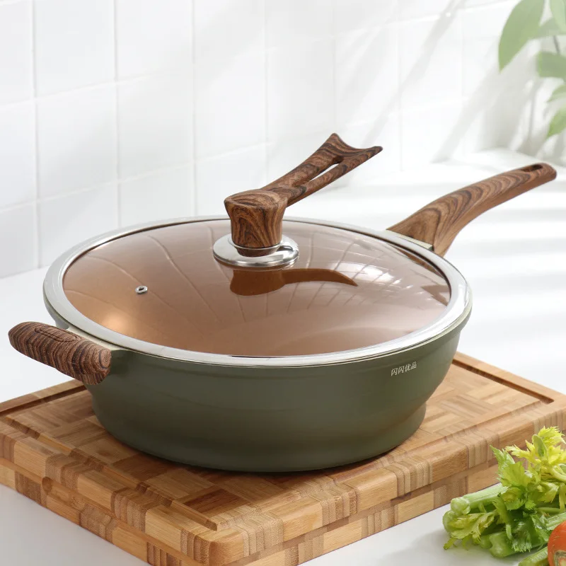 32 см сковорода антипригарная медицинская сковорода плоский нижний горшок жареный стейк Бытовая кастрюля общего использования для газовой и индукционной плиты