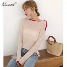 LIONSTILL High Quality Sweater Women Winter Pullover Solid Knitted Sweater Top for Women Autumn Female Oversized splice Sweater