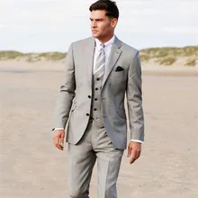 Business 2017 Grey Groom Tuxedos Slim Formal Wedding Party Evening Men Suits Groomsman formal Men Suit ( jacket+Pants+vest+tie)