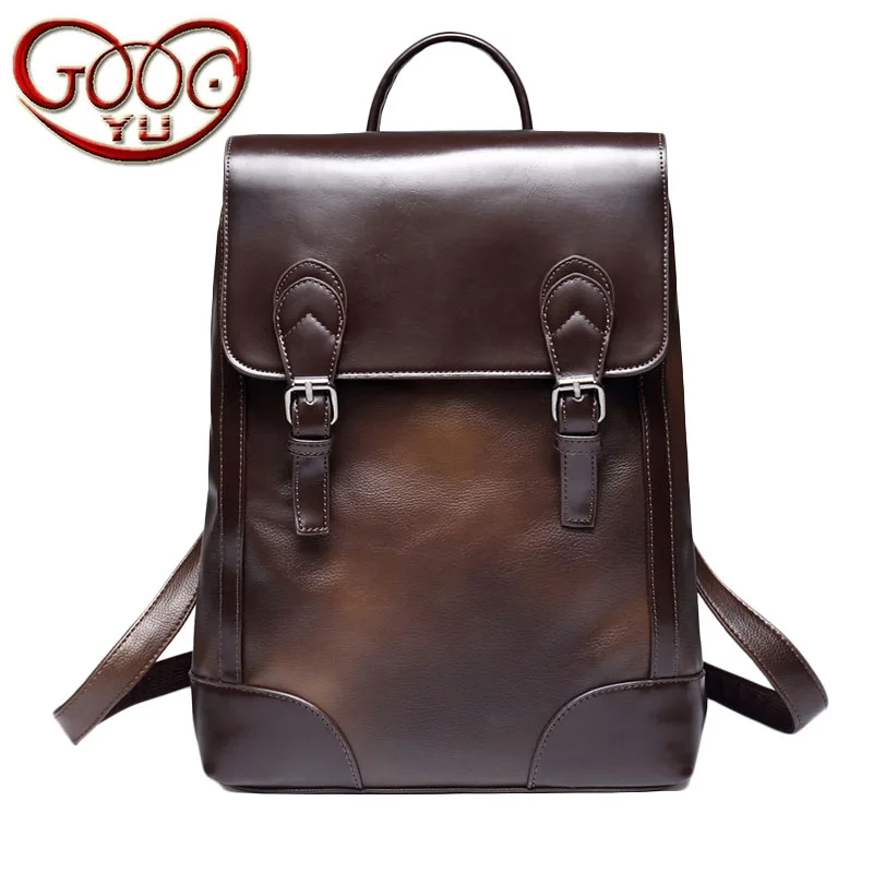 

Hot retro PU leather vertical section square shoulder bag full waterproof business hit large color backpack