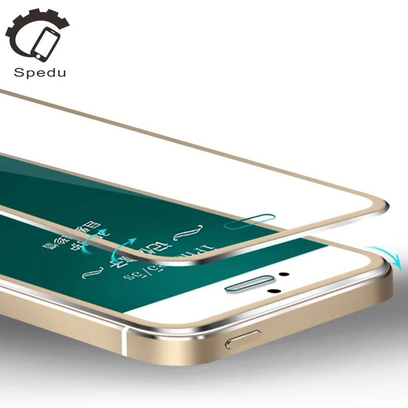 Spedu 3D Curved Edge tempered glass screen protector For iphone 5 5S 5C SE Aluminum alloy protective film For iphone5