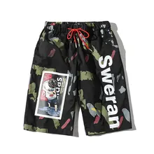 Уличная Летняя мужская шорты в стиле хип-хоп с модным принтом Спортивные шорты мужские Хлопковые Бриджи LBZ105