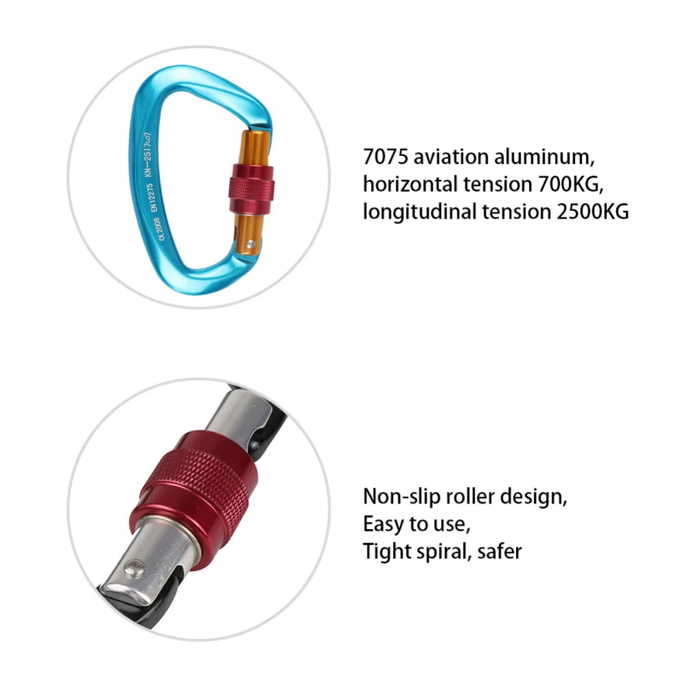 3 цвета наружная скалолазание из алюминиевого сплава безопасности качели безопасности Пряжка Карабин Крюк мастер замок 25KN