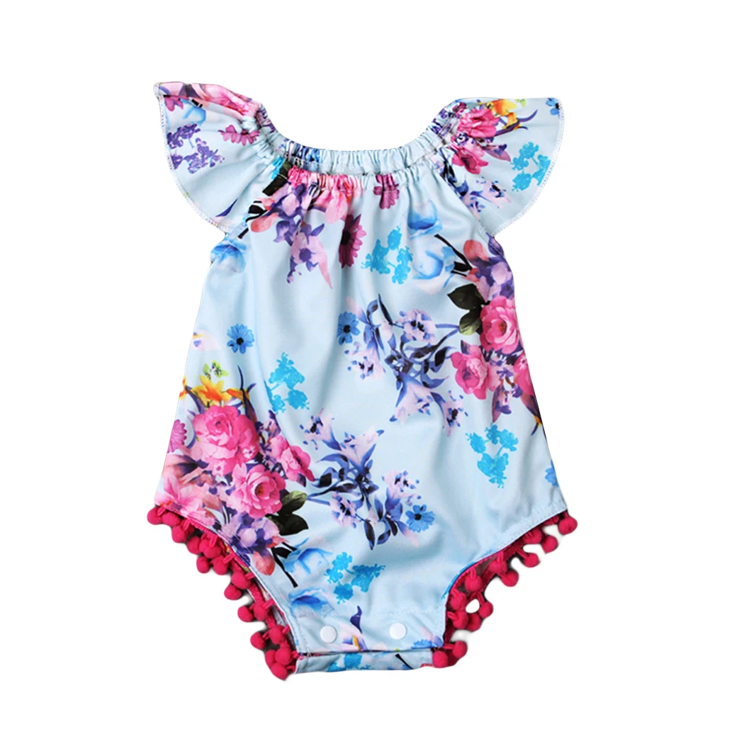Infant Summer 2018 Baby Bodysuit Girls Clothes Short Sleeve Baby Girls