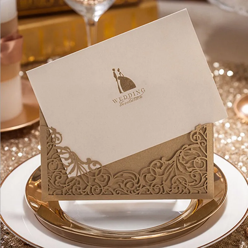 laser cut wedding invitations cards with couple vintage gold printable invites cardstock for marriage wedding favors cw1016 in cards invitations from home - Printable Invitation Card Stock laser cut wedding invitations cards with couple vintage gold printable invites cardstock for marriage wedding favors cw1016 in cards invitations from home - Printable Invitation Card Stock