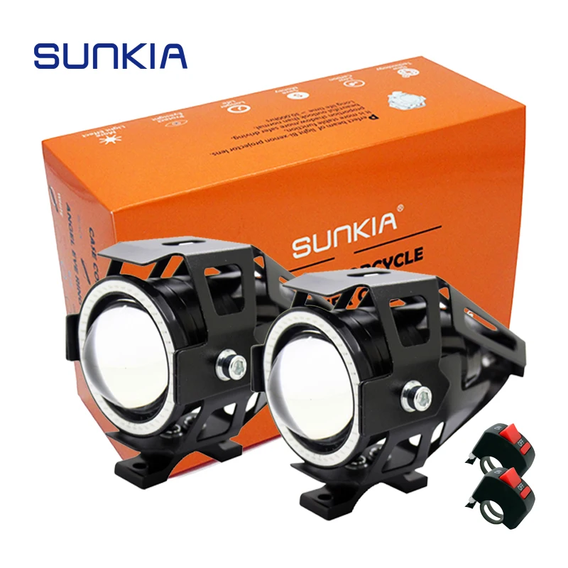 

2Pcs/Lot SUNKIA with Switch 4 Color Motorcycle 3000LM Upper Low Beam & Flash CREE Chip U7 LED Driving Fog Spot Head Light Lamp