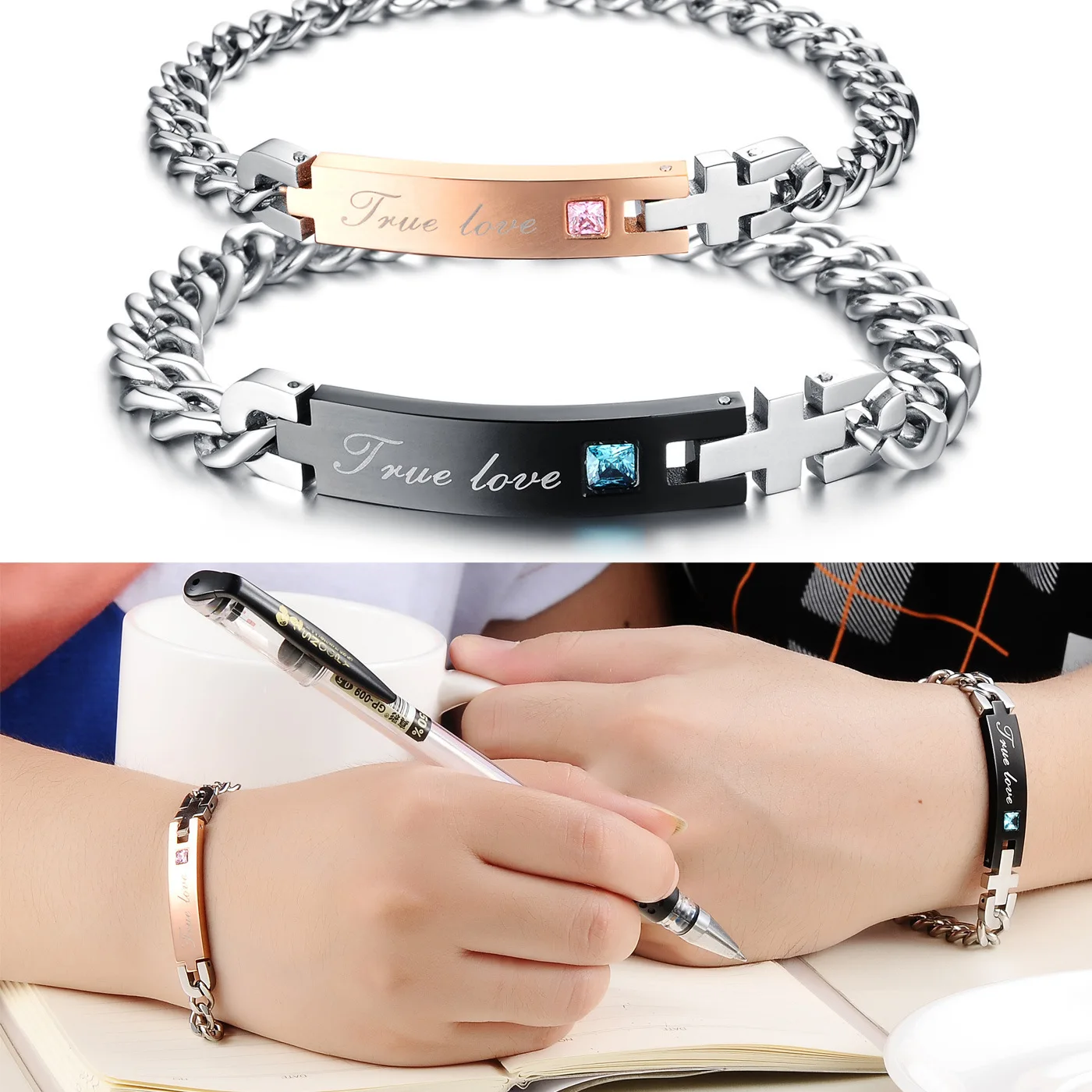 Buy Free Shipping 316L Stainless Steel True Love Couple lovers' Bracelet