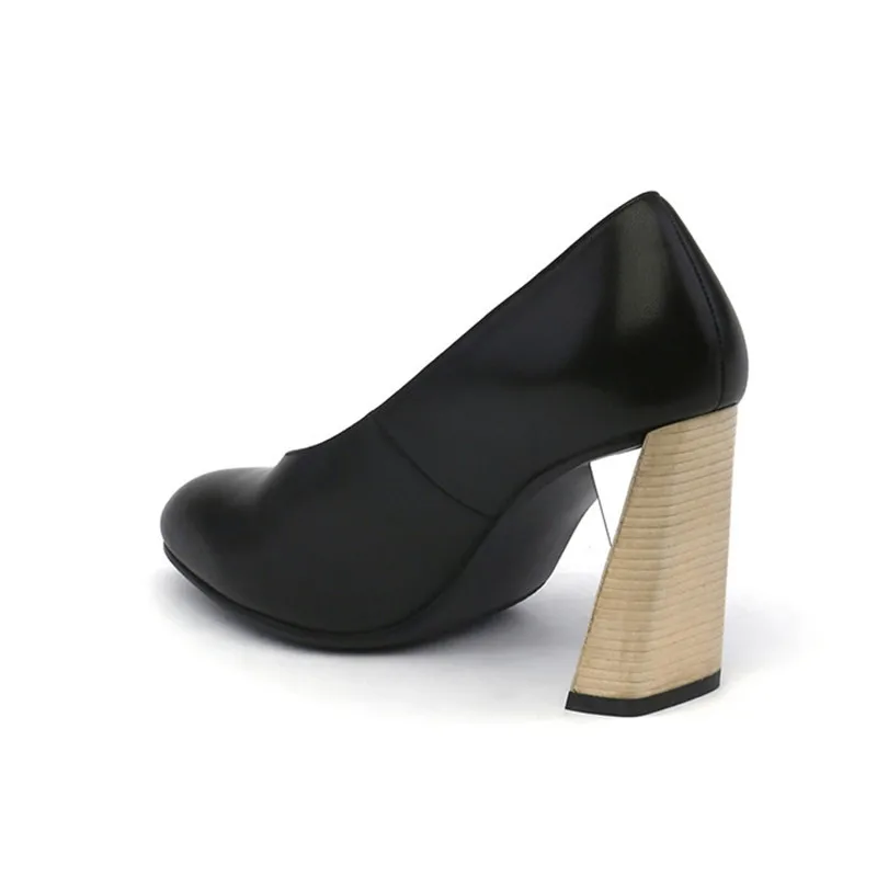 Pie Zapatillas Grueso Sapato Feminino Del Dedo wine Altos Nuevas Cuero Zapatos Tacones Mujeres Slip Metal Mujer Negro gun Jadyrose Bombas Redonda De On Real Red Boda wqTxYRna0