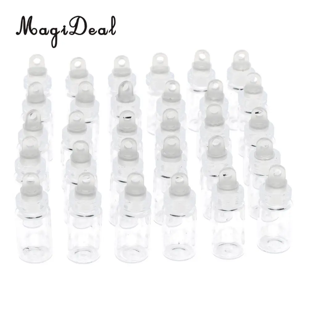 30 Pieces Mini Clear Glass Jars Essential Oil DIY Pendant Decoration Wishing Lucky Bottle - 1/2ml