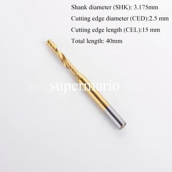 

SHINA 1pc 3.175mm TiN Coating Single Flute Spiral Cutter Router Bit CNC End Mill Carbide Milling Cutter Machine Tools 2.5x15 mm