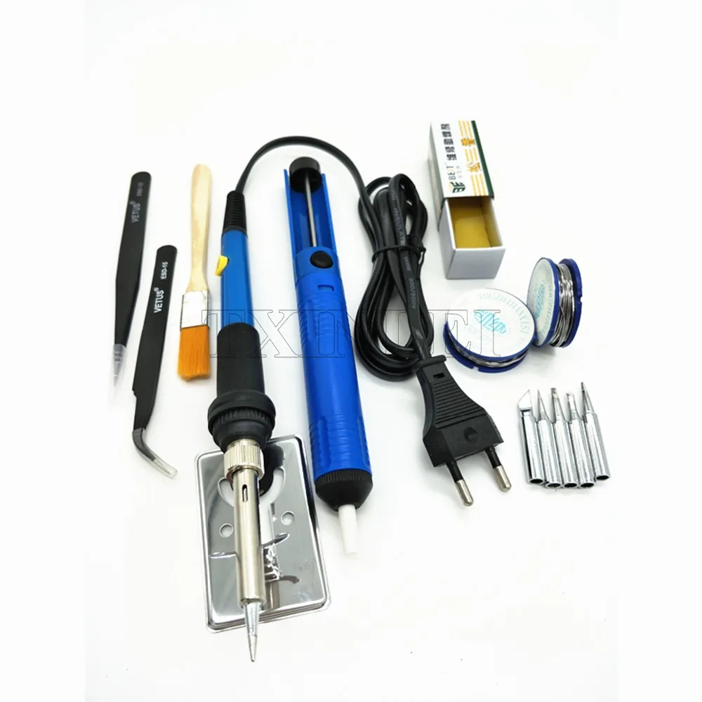 110V 60W Electric Soldering Iron Tool Kit Repairing Welding Desoldering Pump Set