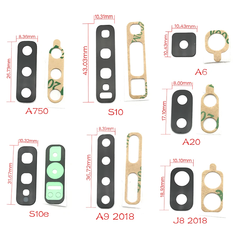 Задняя камера, стеклянная крышка объектива с рамкой, держатель с наклейкой, запасные части для samsung S10 S10e A6 J8 A7 A750 A9