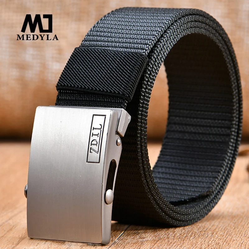 

MEDYLA Wholesale Male High Quality Nylon Belt Waist Cinto Unisex Automatic buckle Military Fans Tactical Canvas Belt For Man a