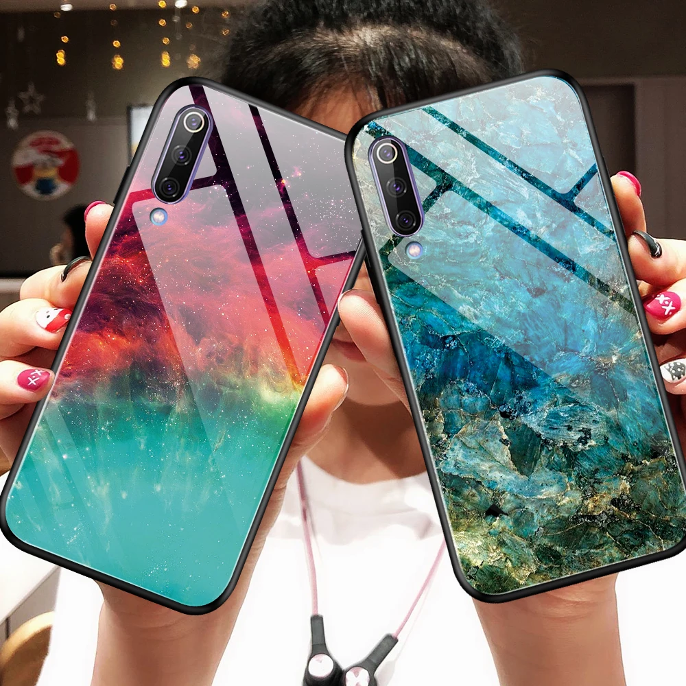 

Color Colorful Gradient Tempered Glass Phone Case For Xiaomi Redmi K20 9T Pro A3 Lite Note 7 Pro CC9 CC9E 9 SE Protective Cover
