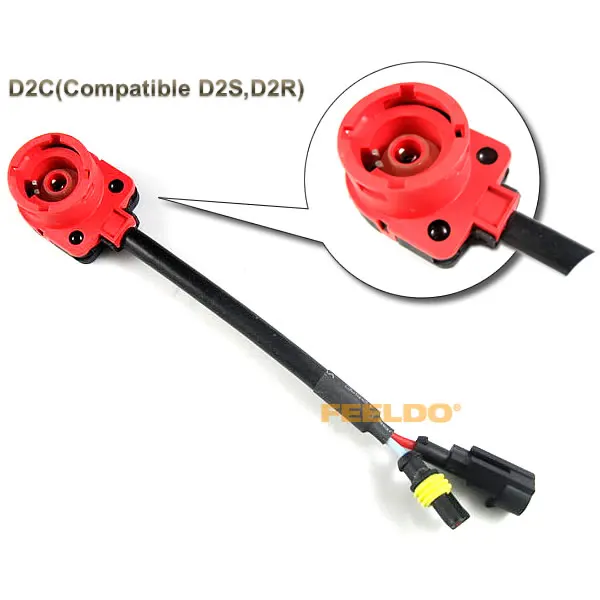 FEELDO 1 шт. HID ксеноновая лампа D2S/D2R/D2C жгут проводов розетки Адаптеры #