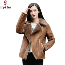 Брендовая женская толстая теплая зимняя замшевая куртка с длинными рукавами зимняя новая короткая женская куртка из овечьей шерсти CH284