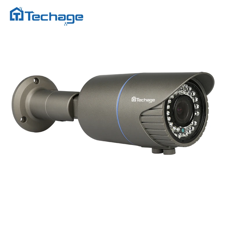 Techage H.265 Home Security 4MP POE IP Camera Outdoor 2.8mm-12mm Motorized Zoom Auto Lens CCTV Came
