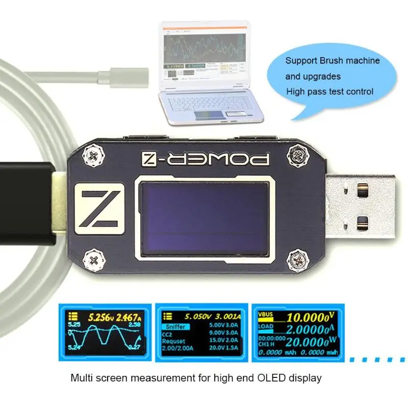 Power-Z USB PD тестер напряжения тока цифровой вольтметр Amperimetro пульсация двойной измеритель type-C индикатор портативного зарядного устройства M13