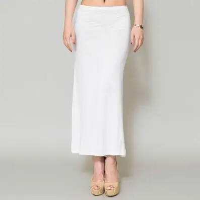 Ультра-длинная юбка-труба 80 см; Базовая юбка с подкладкой; Длинная эластичная резинка на талии - Цвет: beige white 60cm