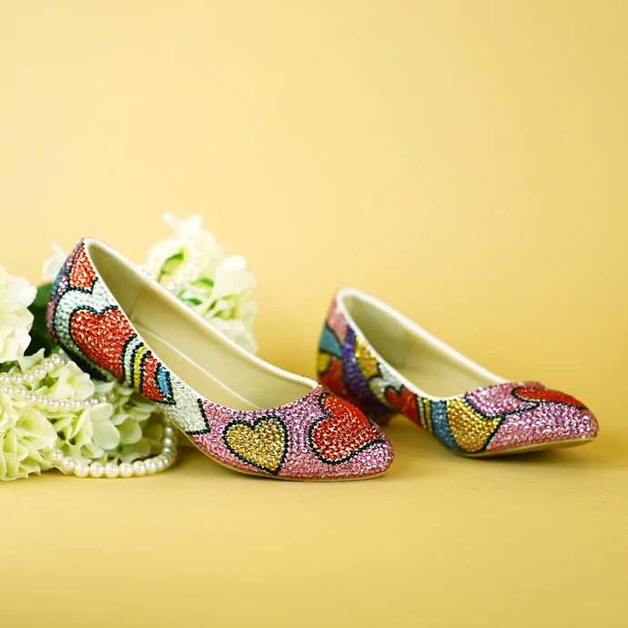 low heel muilti color rhinestone wedding shoes font b woman b font big size 34 43