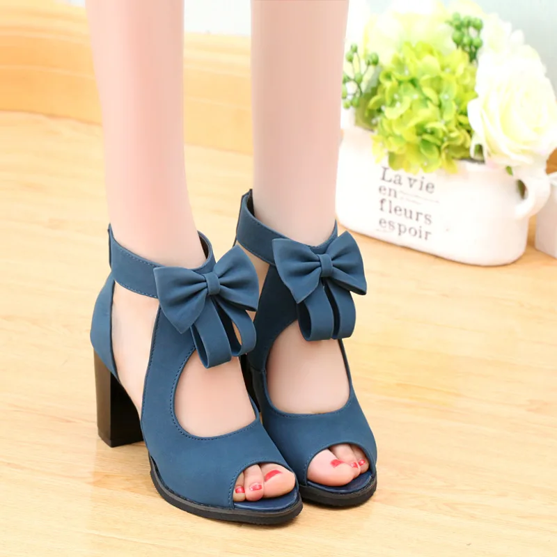 

2019 Summer New Style Buckle Roman Thick with Sandals Female Korean Casual High Heels Female Sandals