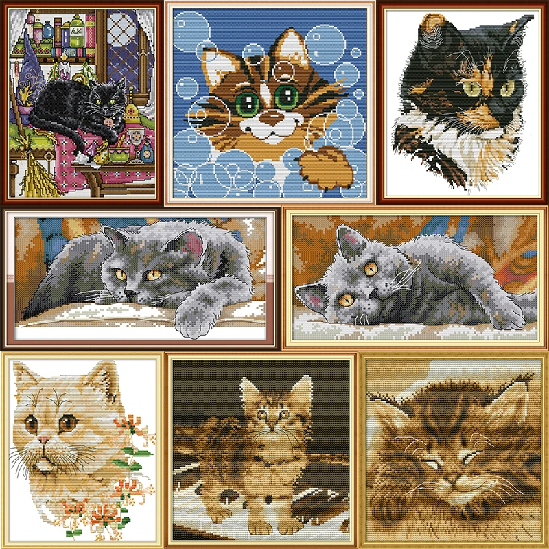 Learn-A-Craft Cute Kitty Counted Cross Stitch Kit-3 Round 11 Count