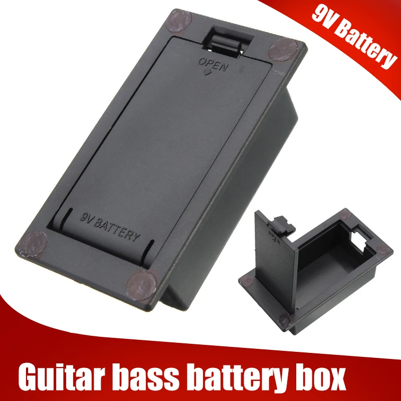 Mayitr 1pc Black Flat Mount Battery Case 9V Electric Guitar Bass
