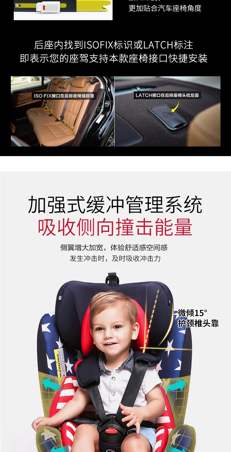 Автомобильное детское безопасное сиденье ISOFIX интерфейс 0-12 лет ребенок новорожденный откидывающийся