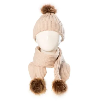

2 Pieces Set Winter Children's Wool Hat Scarf Sets Baby Girls Boys Children's Hat Knit Cap Beanie Hats For Newborns Y13